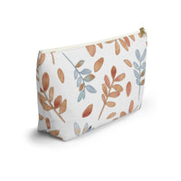 Watercolor Tossed Leaves Accessory Pouch w T-bottom in Orange
